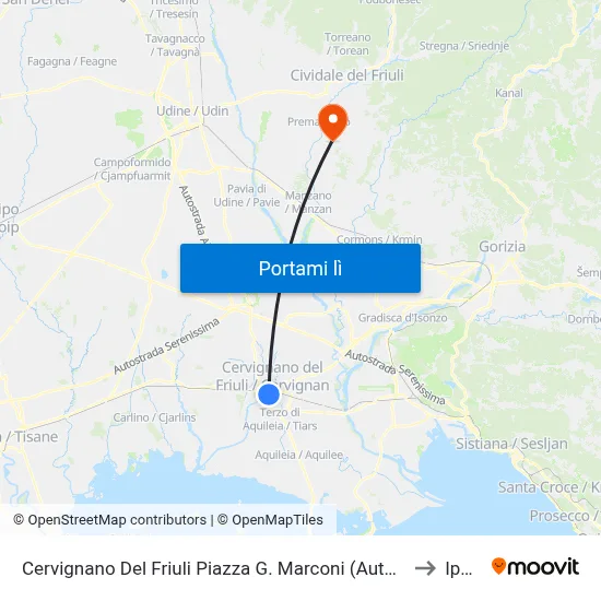 Cervignano Del Friuli Piazza G. Marconi (Autostazione) to Ipplis map