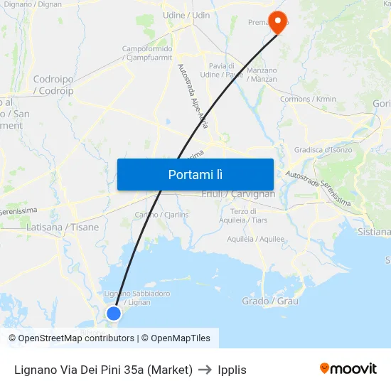 Lignano Via Dei Pini 35a (Market) to Ipplis map