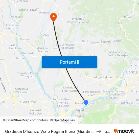 Gradisca D'Isonzo Viale Regina Elena (Giardini, Lato Parco) to Ipplis map
