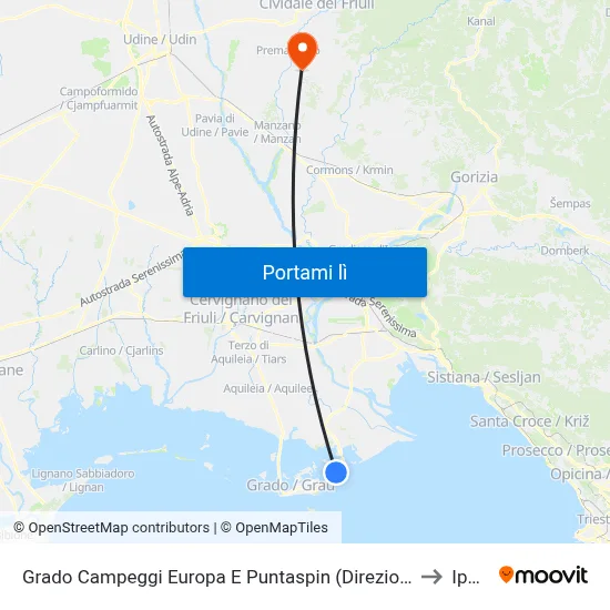 Grado Campeggi Europa E Puntaspin (Direzione Grado) to Ipplis map