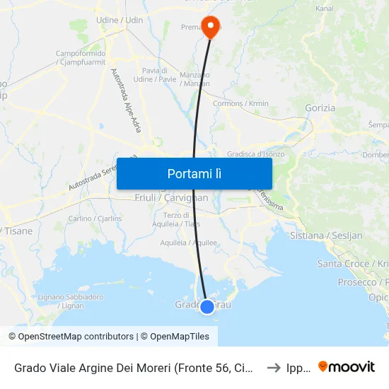 Grado Viale Argine Dei Moreri (Fronte 56, Cimitero) to Ipplis map