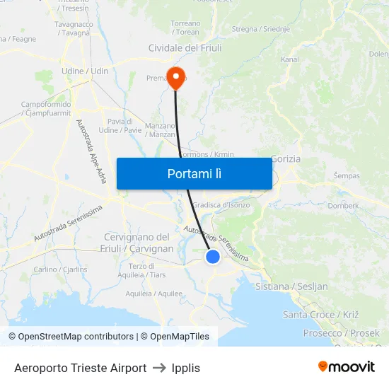 Aeroporto Trieste Airport to Ipplis map