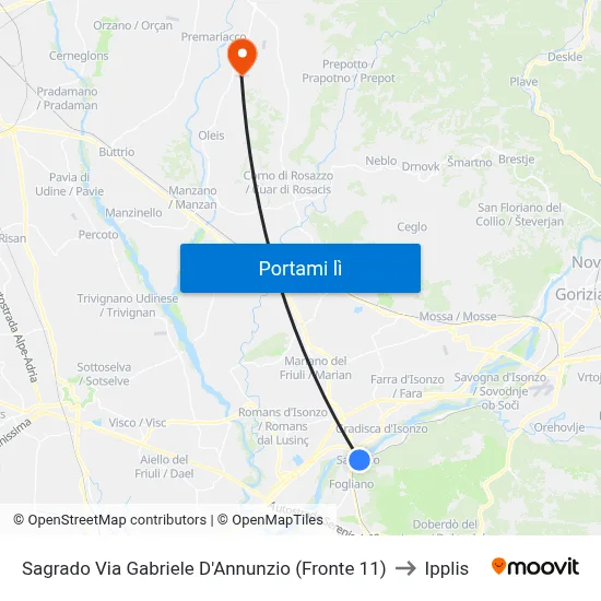 Sagrado Via Gabriele D'Annunzio (Fronte 11) to Ipplis map