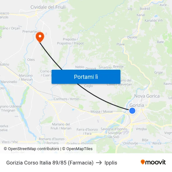 Gorizia Corso Italia 89/85 (Farmacia) to Ipplis map