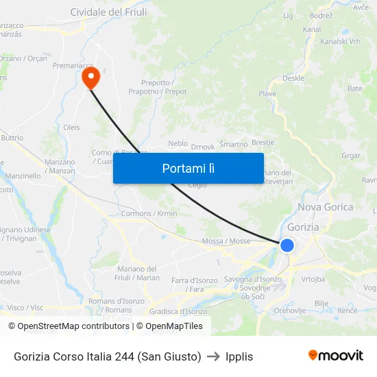 Gorizia Corso Italia 244 (San Giusto) to Ipplis map