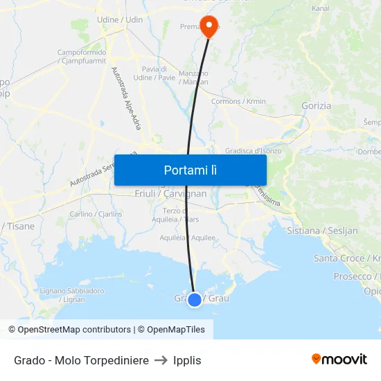 Grado - Molo Torpediniere to Ipplis map