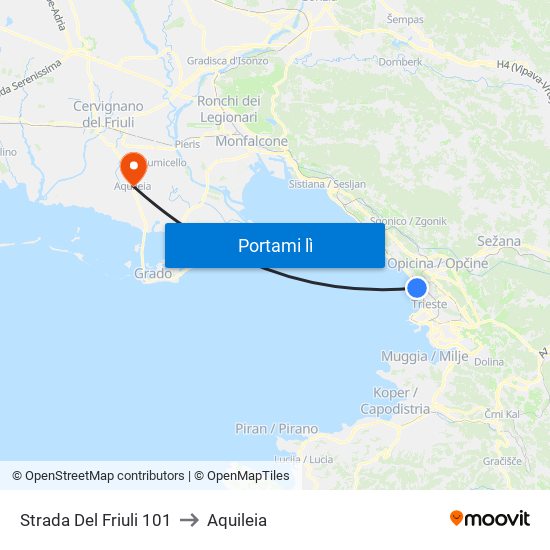 Strada Del Friuli 101 to Aquileia map