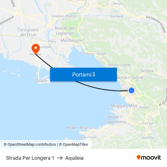 Strada Per Longera 1 to Aquileia map