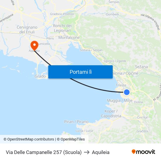 Via Delle Campanelle 257 (Scuola) to Aquileia map