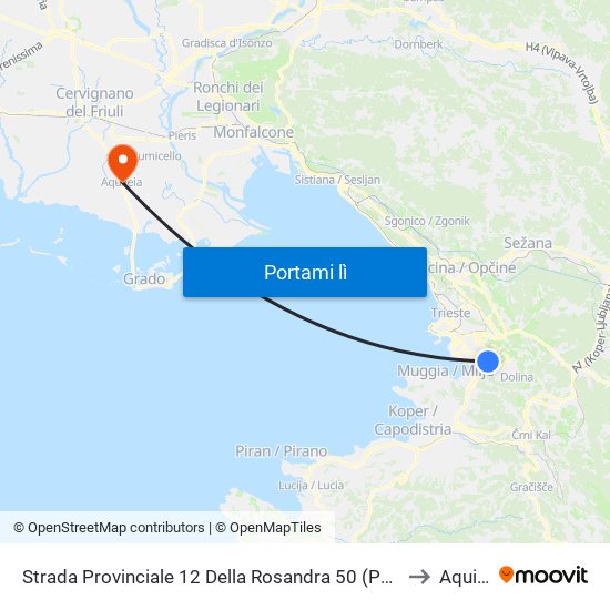 Strada Provinciale 12 Della Rosandra 50 (Pane Quotidiano) to Aquileia map