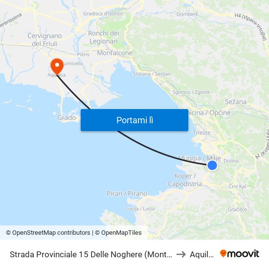 Strada Provinciale 15 Delle Noghere (Montedoro) to Aquileia map