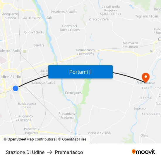 Stazione Di Udine to Premariacco map