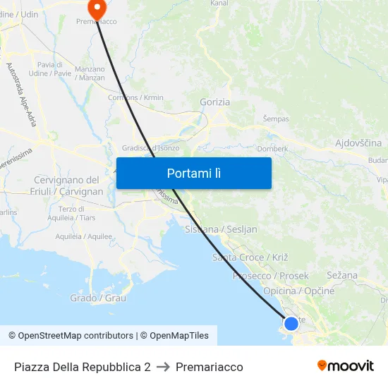 Piazza Della Repubblica 2 to Premariacco map