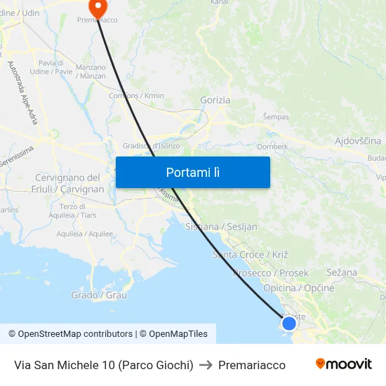 Via San Michele 10 (Parco Giochi) to Premariacco map
