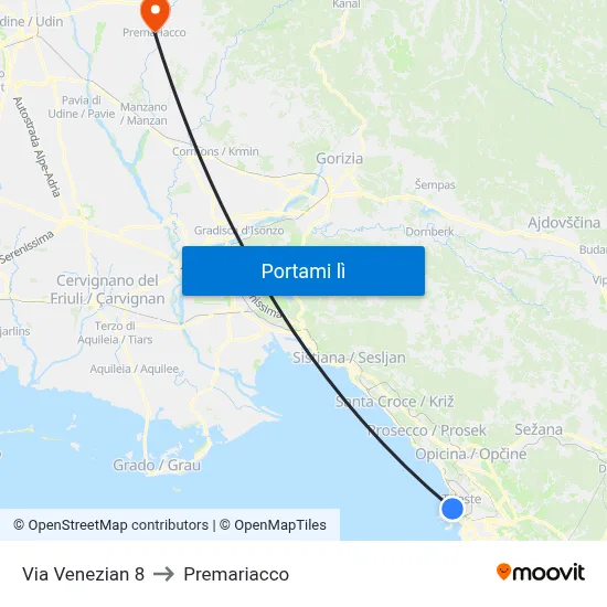Via Venezian 8 to Premariacco map