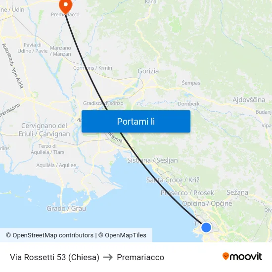 Via Rossetti 53 (Chiesa) to Premariacco map
