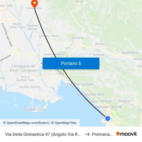 Via Della Ginnastica 47 (Angolo Via Rossetti) to Premariacco map