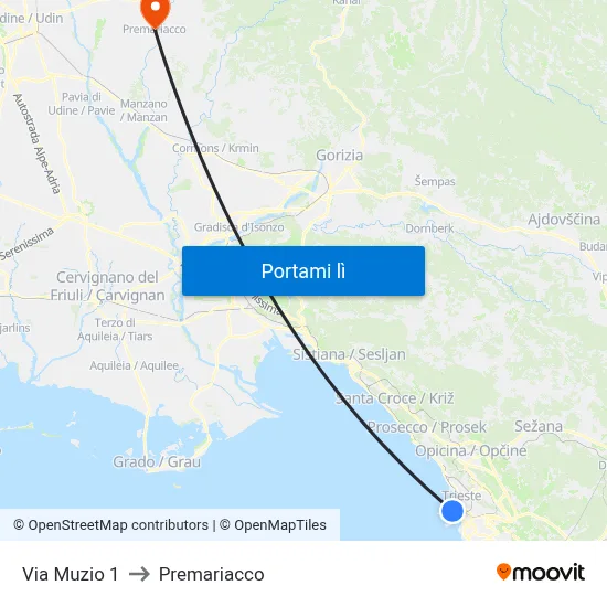 Via Muzio 1 to Premariacco map