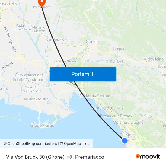 Via Von Bruck 30 (Girone) to Premariacco map