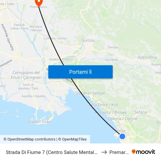 Strada Di Fiume 7 (Centro Salute Mentale Della Maddalena) to Premariacco map