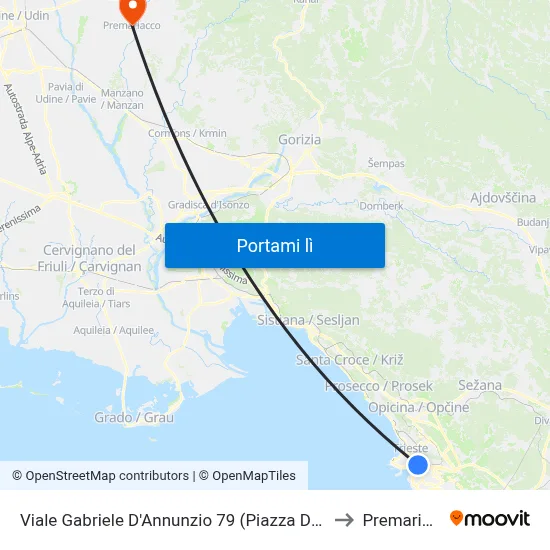 Viale Gabriele D'Annunzio 79 (Piazza Dei Foraggi) to Premariacco map