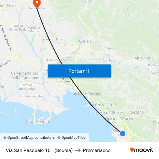 Via San Pasquale 101 (Scuola) to Premariacco map