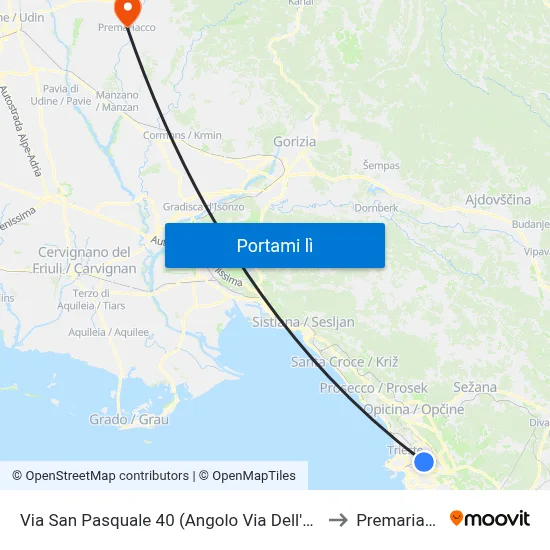Via San Pasquale 40 (Angolo Via Dell'Eremo) to Premariacco map