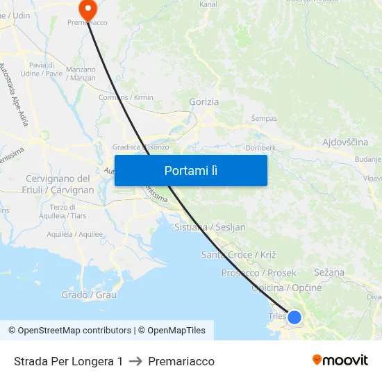 Strada Per Longera 1 to Premariacco map