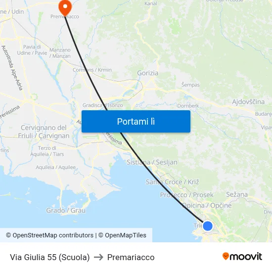 Via Giulia 55 (Scuola) to Premariacco map