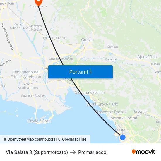 Via Salata 3 (Supermercato) to Premariacco map