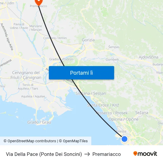 Via Della Pace (Ponte Dei Soncini) to Premariacco map