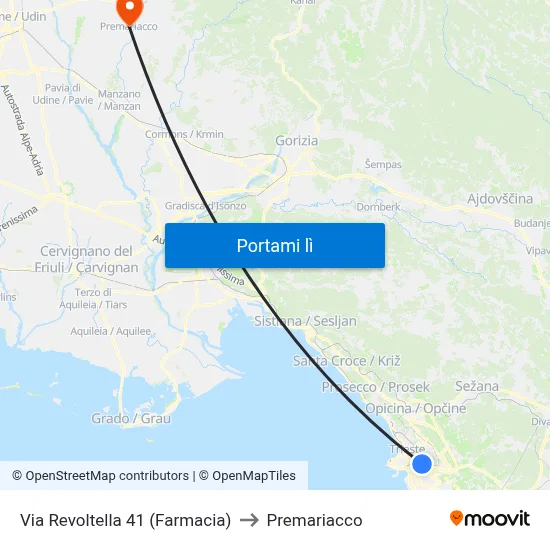 Via Revoltella 41 (Farmacia) to Premariacco map