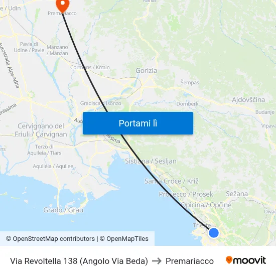 Via Revoltella 138 (Angolo Via Beda) to Premariacco map