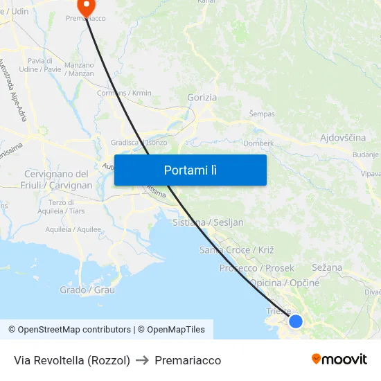 Via Revoltella (Rozzol) to Premariacco map