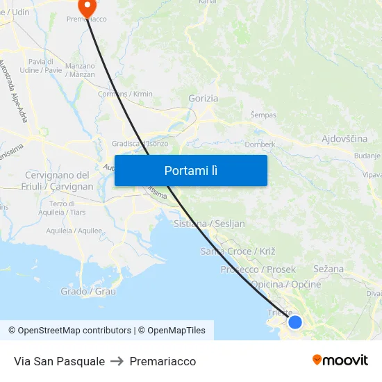 Via San Pasquale to Premariacco map