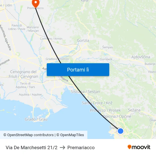 Via De Marchesetti 21/2 to Premariacco map