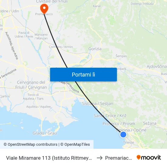 Viale Miramare 113 (Istituto Rittmeyer) to Premariacco map