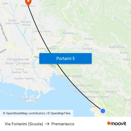 Via Forlanini (Scuola) to Premariacco map