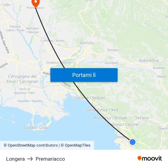 Longera to Premariacco map