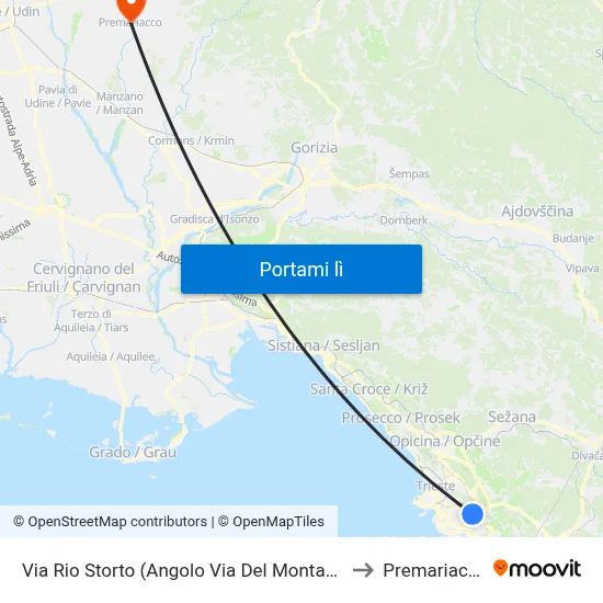 Via Rio Storto (Angolo Via Del Montasio) to Premariacco map