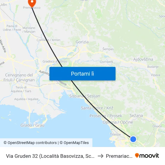 Via Gruden 32 (Località Basovizza, Scuola) to Premariacco map