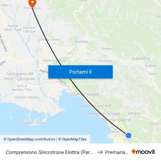 Comprensorio Sincrotrone Elettra (Parcheggio) to Premariacco map