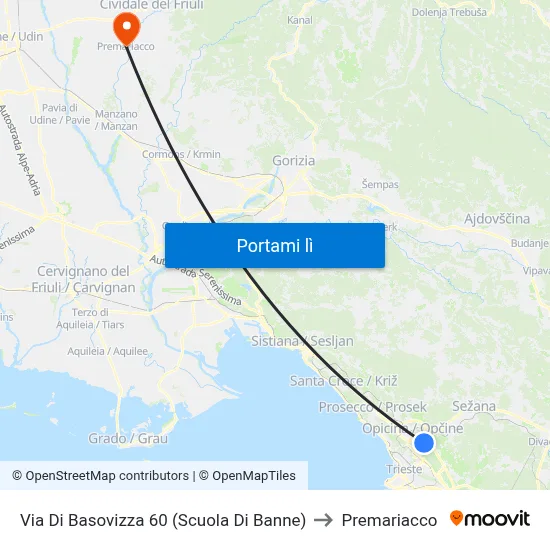 Via Di Basovizza 60 (Scuola Di Banne) to Premariacco map