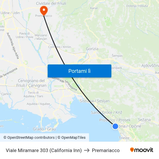 Viale Miramare 303 (California Inn) to Premariacco map