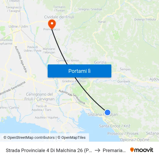 Strada Provinciale 4 Di Malchina 26 (Piazza) to Premariacco map