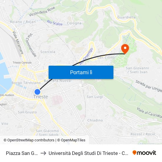 Piazza San Giovanni 5/D to Università Degli Studi Di Trieste - Comprensorio San Giovanni map