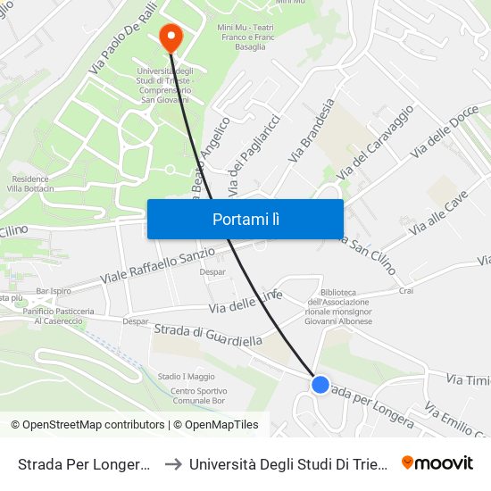 Strada Per Longera 6 (Angolo Via Antoni) to Università Degli Studi Di Trieste - Comprensorio San Giovanni map