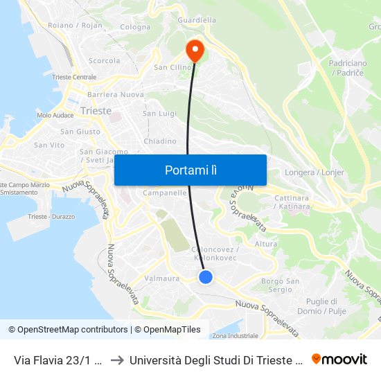 Via Flavia 23/1 (Incubatore Bic) to Università Degli Studi Di Trieste - Comprensorio San Giovanni map