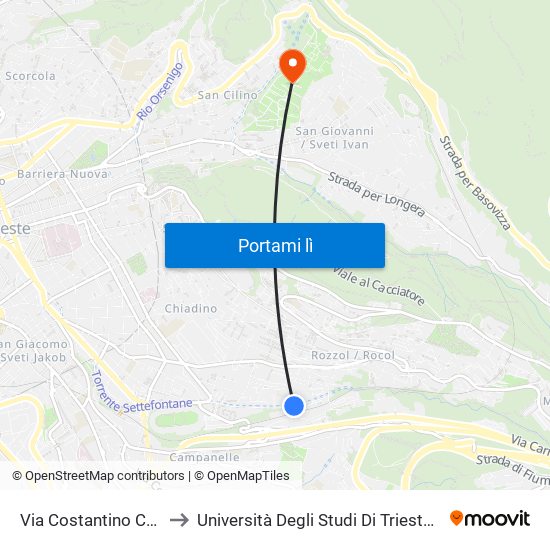 Via Costantino Cumano 22 (Musei) to Università Degli Studi Di Trieste - Comprensorio San Giovanni map