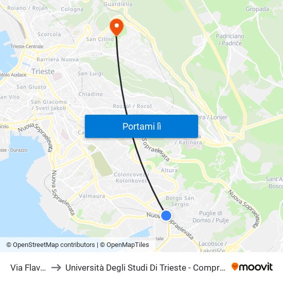 Via Flavia 104 to Università Degli Studi Di Trieste - Comprensorio San Giovanni map